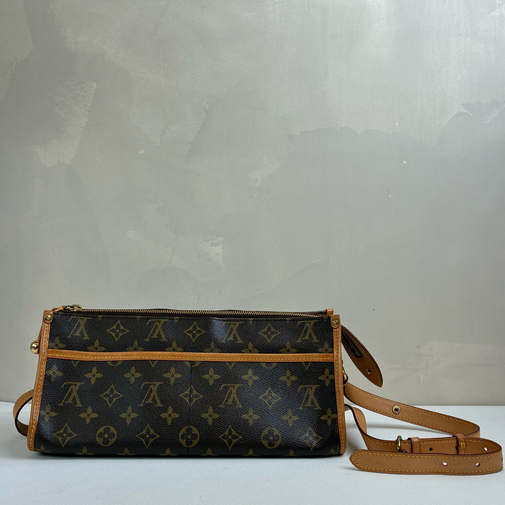 LV/Louis Vuitton Monogram Triangular Gold Ball Bag, Classic Popincourt Series Vegetable-Tanned Leather Shoulder Strap Crossbody Bag 2005, 98% new.