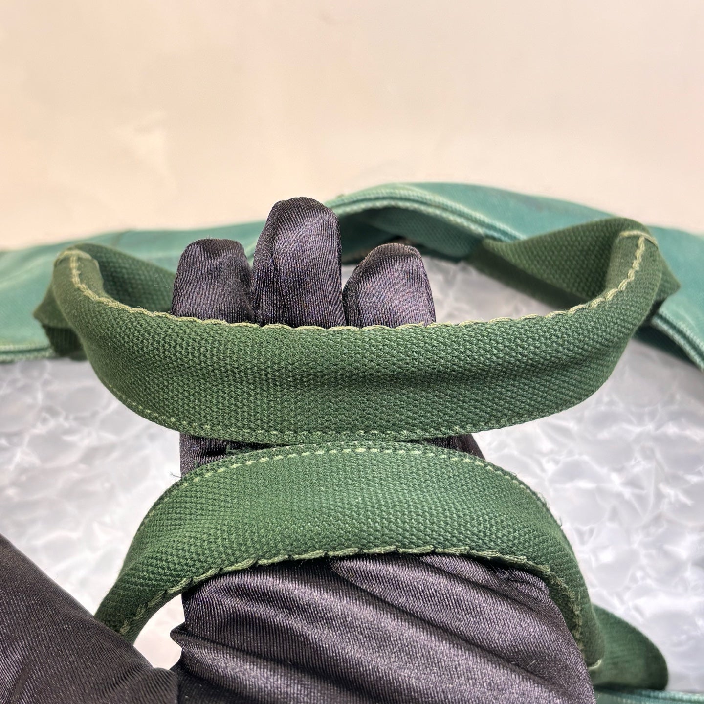 Prada Small Green Denim Beach Bag 98% New Size 34*20