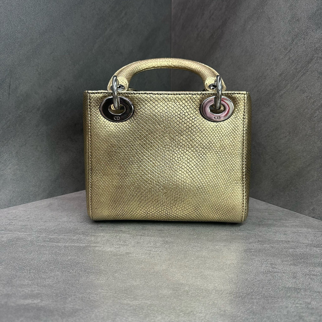 Dior Lizard Skin Three-Compartment Lady Dior Bag in Gold Lizard Leather, 2014 Serial Code