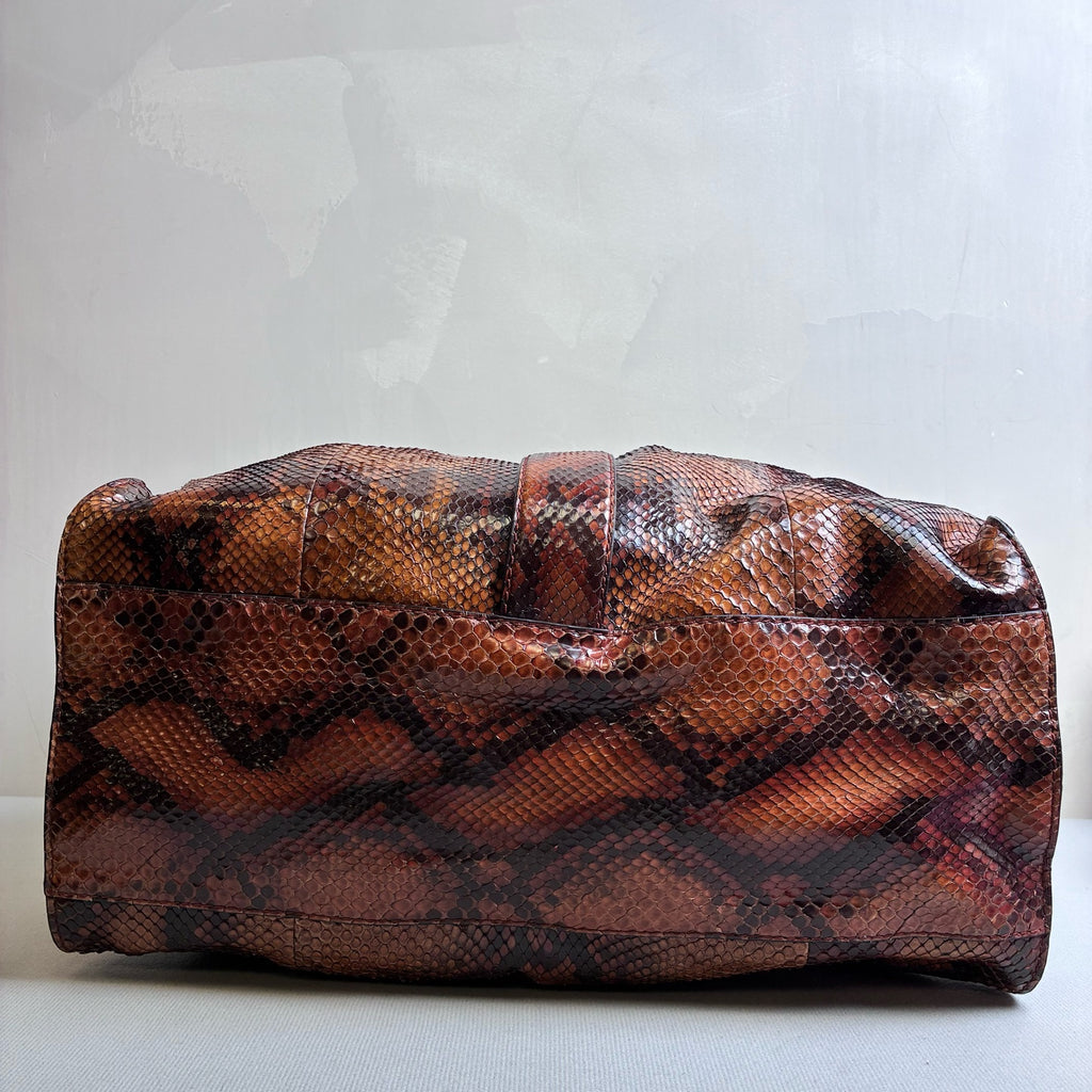 Gucci 99% New Snake Leather Underarm Shoulder Tote Bag Limited Edition Brown Size 42*38