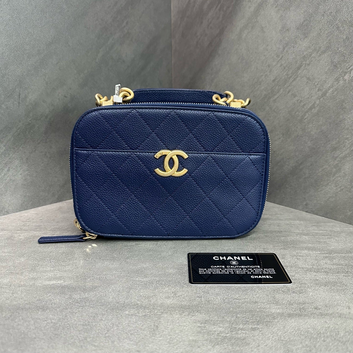 Chanel Blue Caviar Camera Bag, 27 Series with Authenticity Card