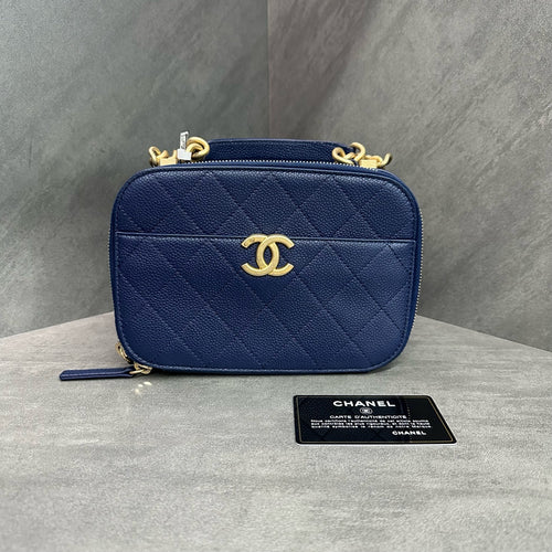 Chanel Blue Caviar Camera Bag, 27 Series with Authenticity Card