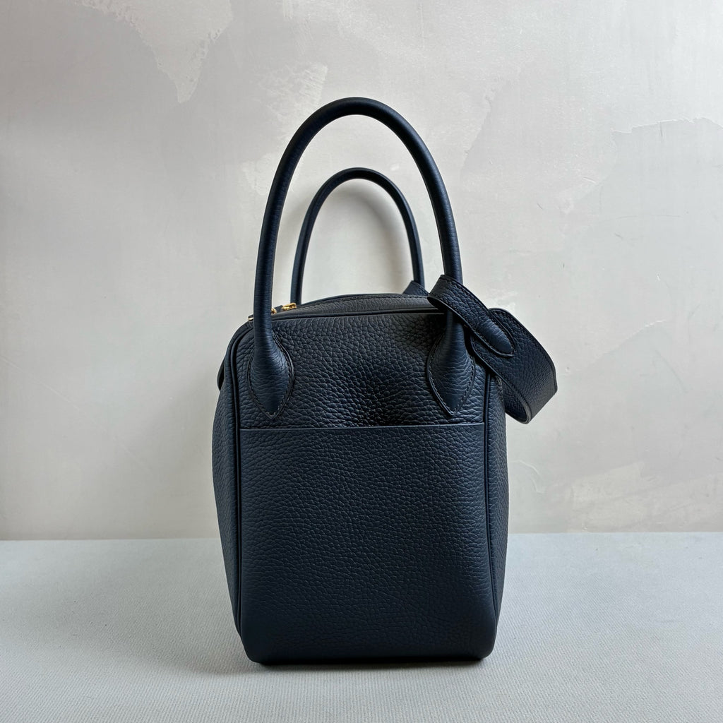 Hermès 99% New Frame P刻 Lindy30 Midnight Blue with Gold Hardware, Accessories, Dust Bag, Original Excellent Condition