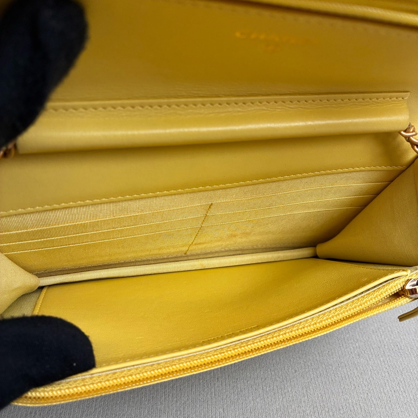Chanel 25 cm Vanity Chain Bag in Milk Yellow with Classic Double C Logo and Pebble Grain Finish