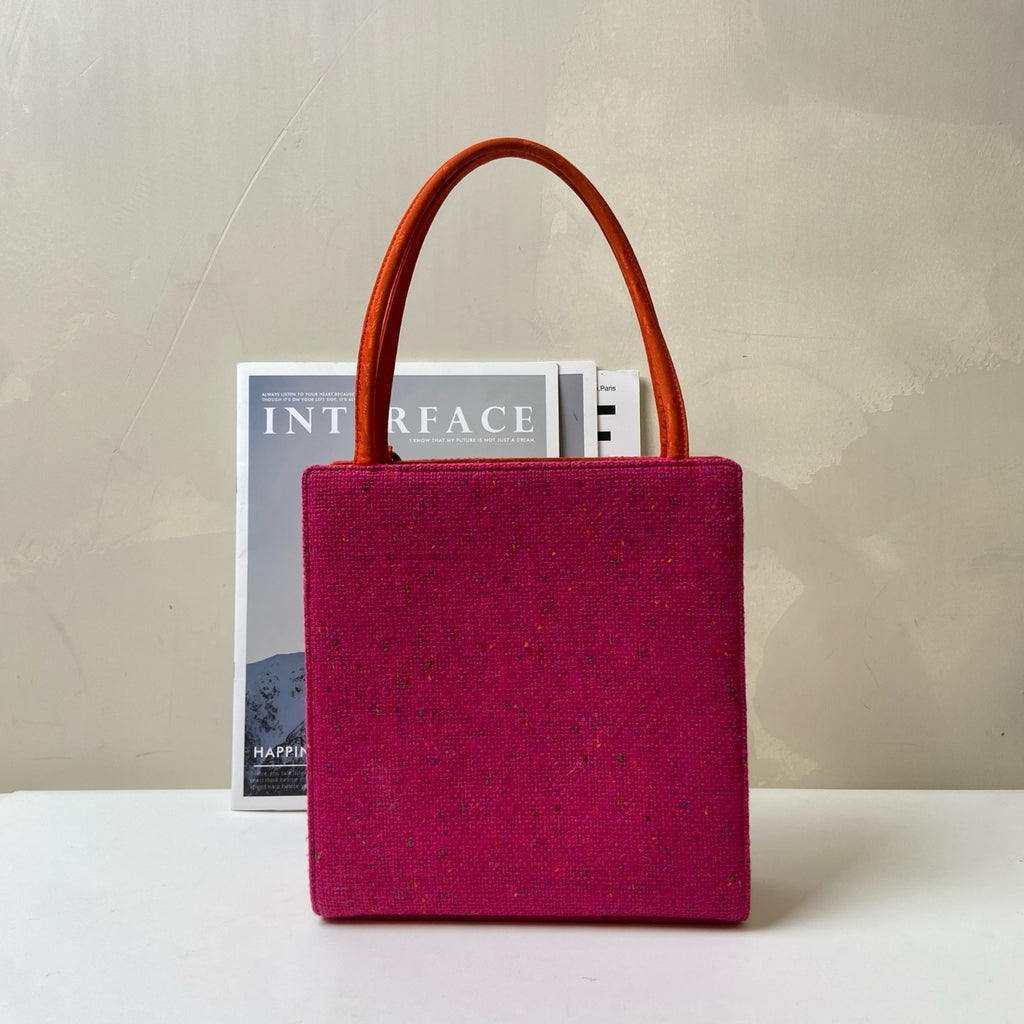 Dior Vintage Wool Tote Bag 99% New Purple Red with Orange Accents Tote Bag