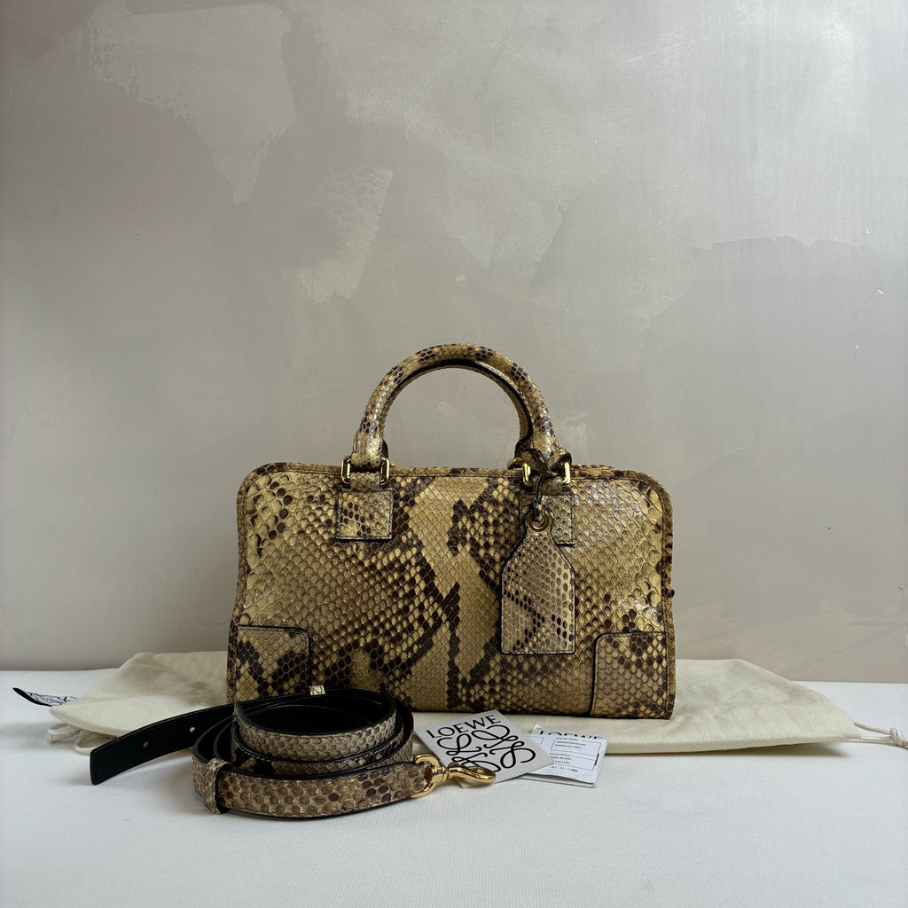 Loewe Boston Amazona sp Amazon Snake Skin Yellow Like New 99% Condition Size 29*27