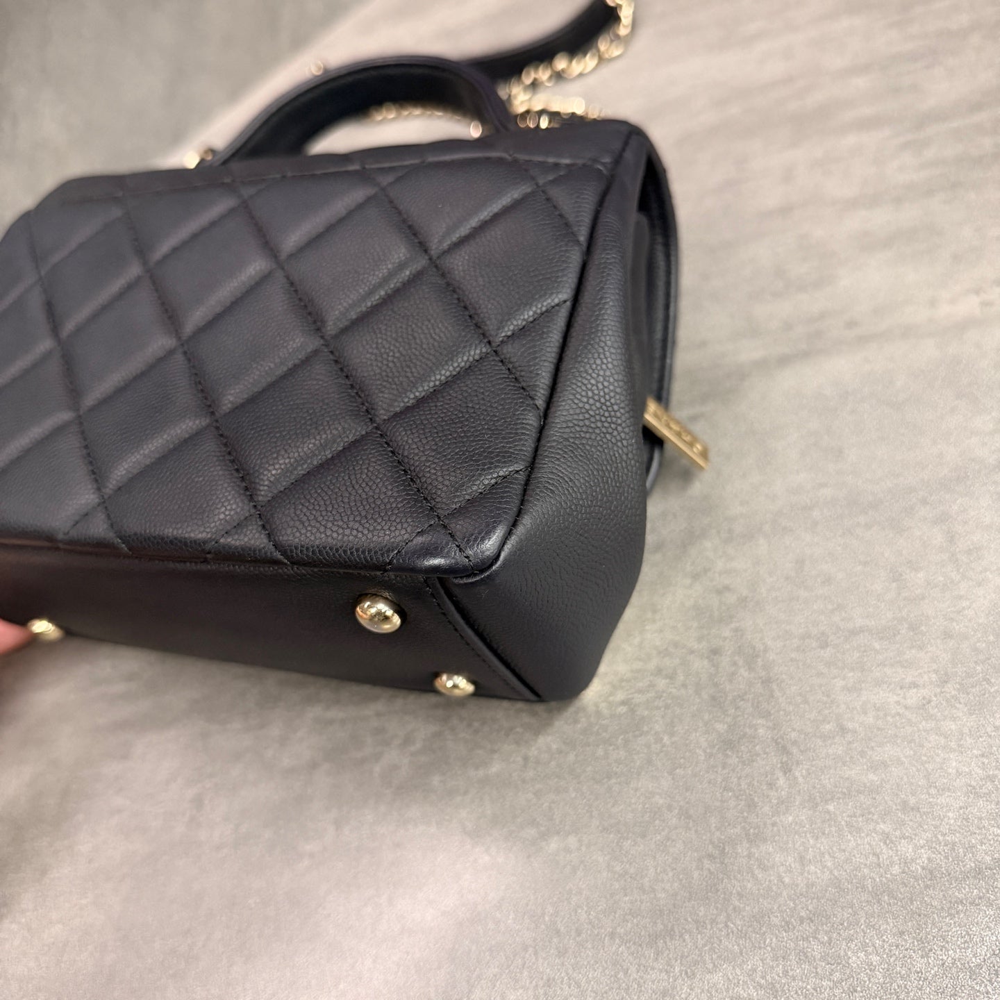 Chanel Affinity Small Black Gold Messenger Bag, Black Gold Litchi Cowhide, 27-series with authenticity card