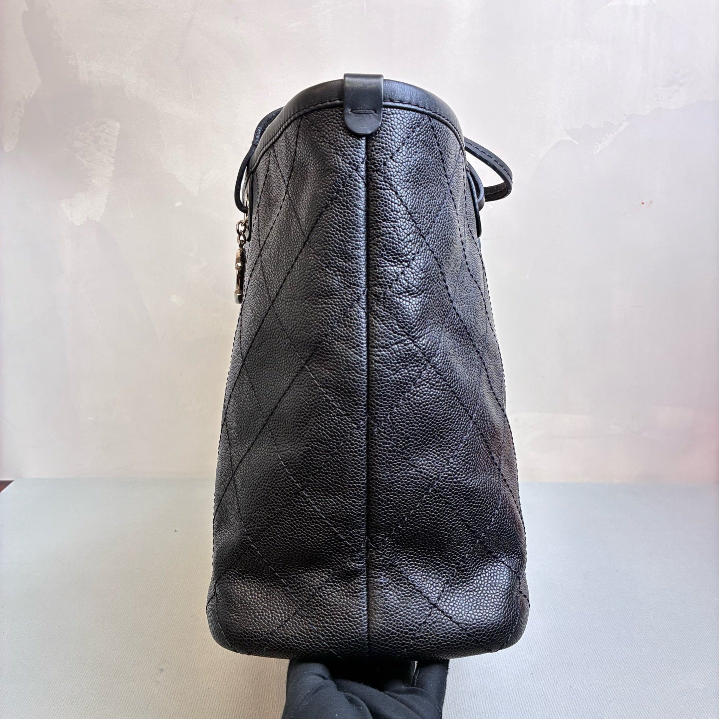 Chanel 19 Classic Lambskin Quilted Caviar Double C Bag Black and Silver Color No Dust Bag 99% New Size 40*29