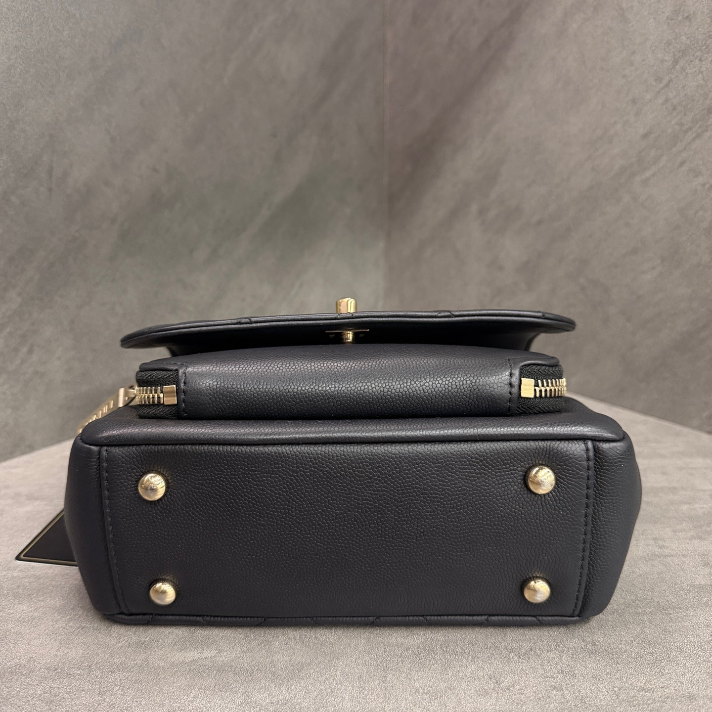 Chanel Affinity Small Black Gold Messenger Bag, Black Gold Litchi Cowhide, 27-series with authenticity card