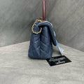 Chanel Cocohandle Blue Gold Small Red Handle 24 Open with Card
