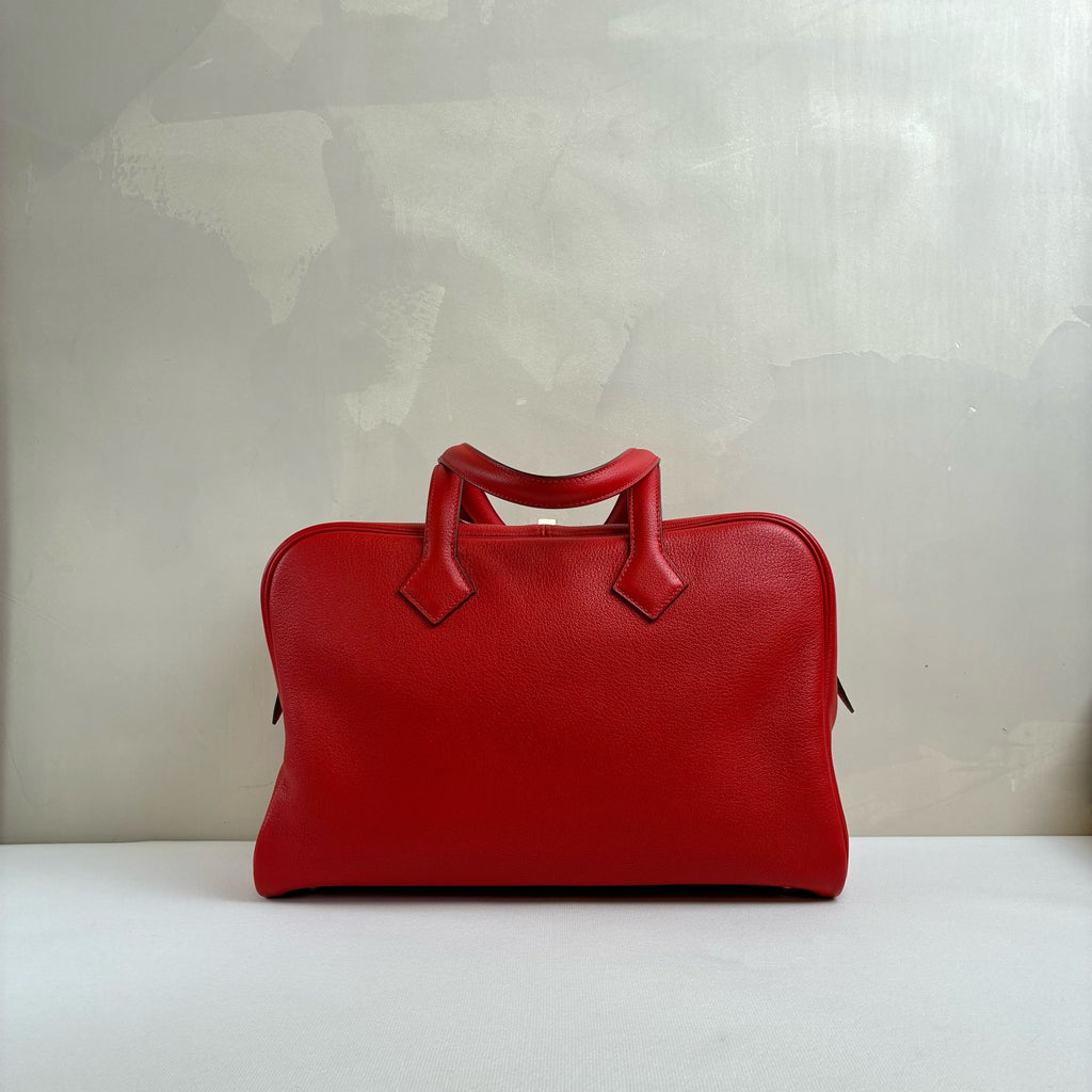 Hermès Red Victoria 35 Tote Bag X Stamp 99% New Size 35*22
