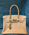 Hermès Birkin 30, gold brown with gold hardware, D stamp, Togo leather, with dust bag and locks