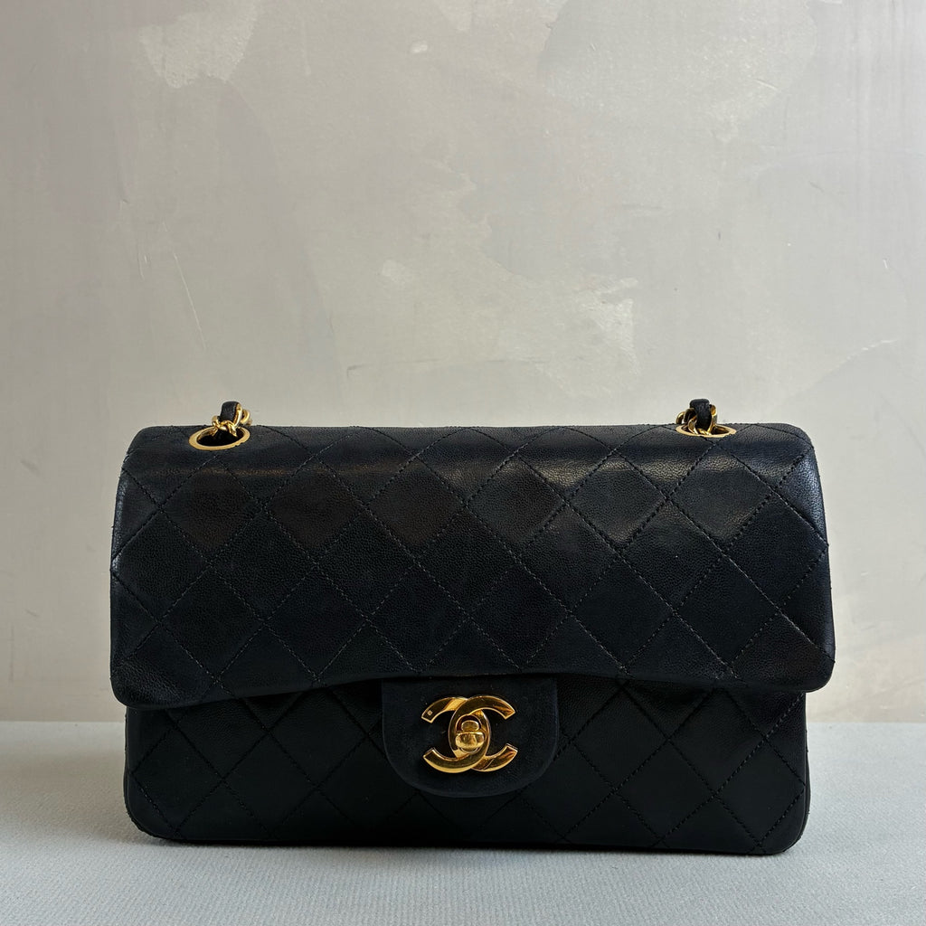 Chanel Black Gold CF Small Size 2 Opening Pre-owned Dimensions 23*15 98% New Original Condition Lambskin