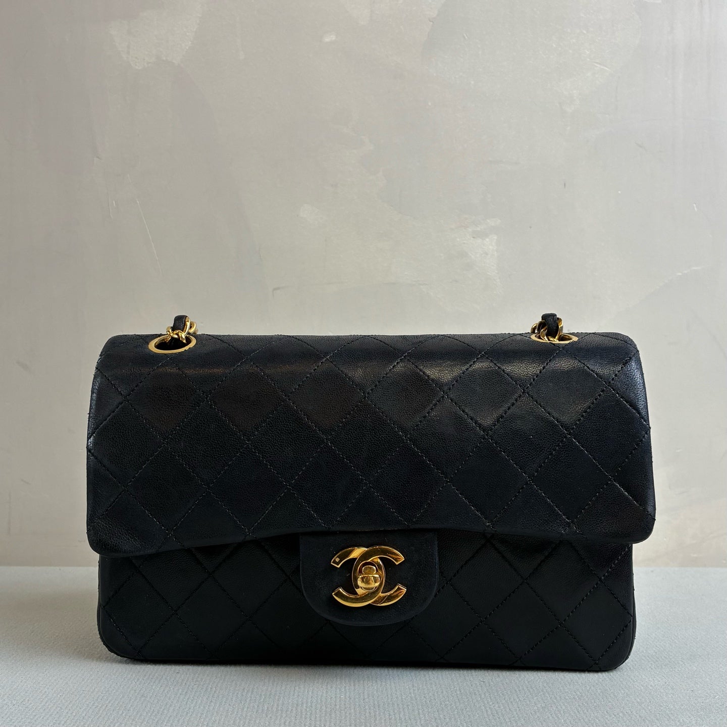 Chanel Black Gold CF Small Size 2 Opening Pre-owned Dimensions 23*15 98% New Original Condition Lambskin