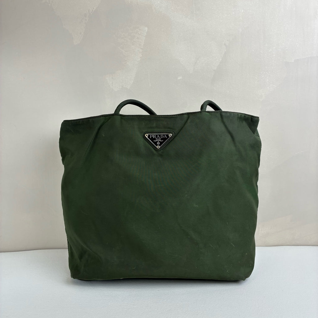 Prada Tote Parachute Tote Bag Shoulder Bag 99% New Size 29*8.5*26 Dark Green Nylon Material