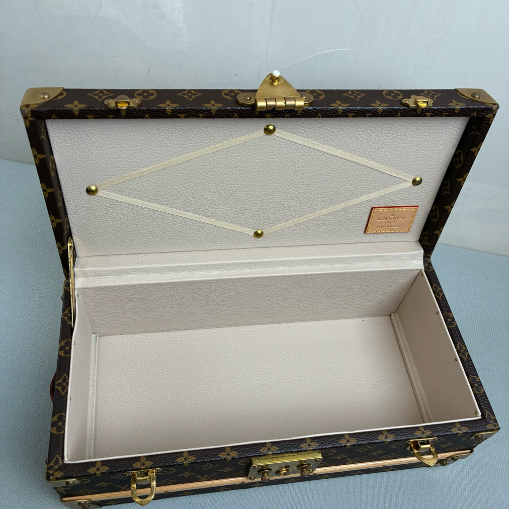 LV Louis Vuitton 99% New 2020 Brown Monogram Hard Case Decorative Box with Full Monogram Print and Wooden Bottom. Suitable for storage, display, and collection. Exquisite craftsmanship in details.