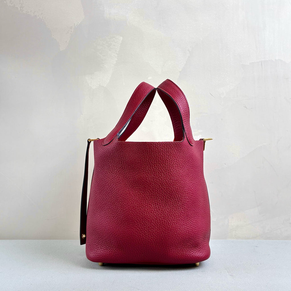 Hermès Y刻 Picotin 18 Basket Bag in Burgundy with Gold Hardware, Size 18*19