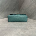 Chanel cf Large mini Green Silver lychee cowhide chain bag, 17 open bag type, three-dimensional inside clean