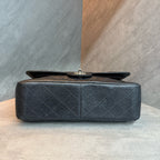 Chanel Jumbo Large Black and Silver Craquelé Lambskin Bag, Structured Shape, Clean Interior, 15 Openings, Original Condition.