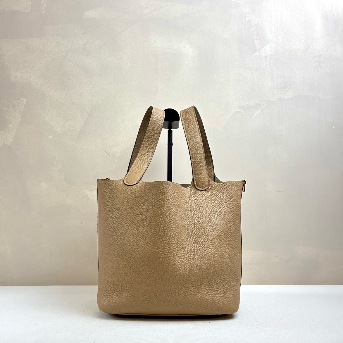 Hermes Trench Coat Gray with Gold Buckle 22 Garden Party Bag Y Stamp Gold Buckle Garden Party Bag TC Leather Size 22*22