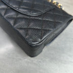 Chanel CF Medium Black and Gold Litchi Leather Chain Bag 23 Opening No Card, Structured Shape