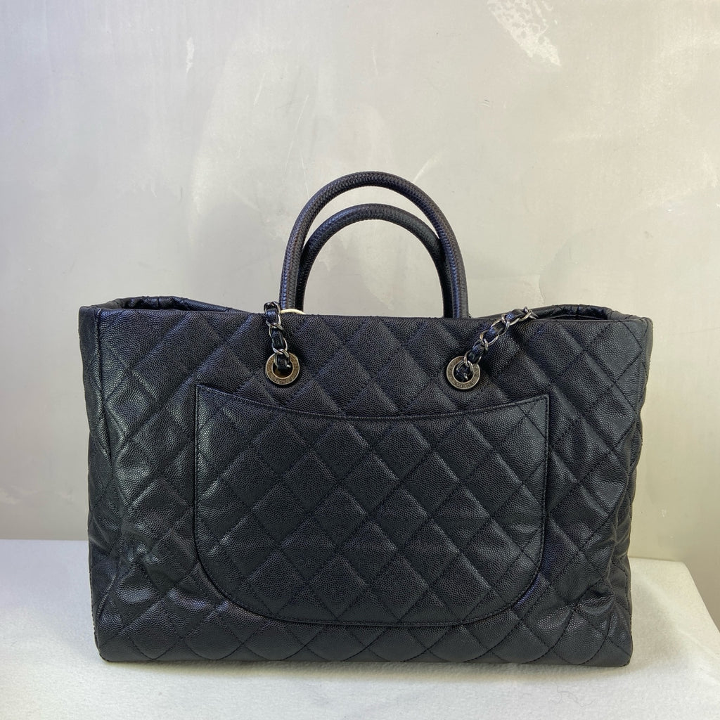 Chanel Black and Silver Leather 2-Way Tote Bag, Size 36*25*23, Market Price 20,000+