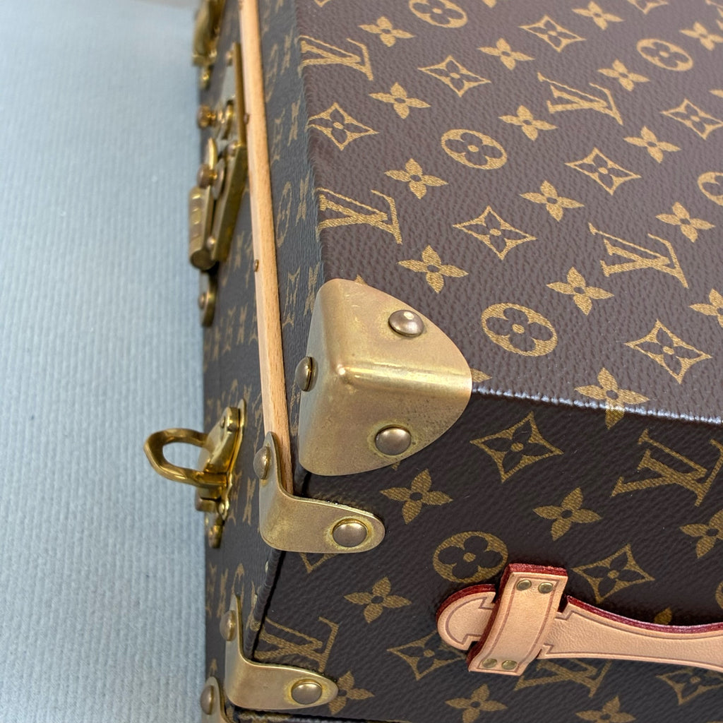 LV Louis Vuitton 99% New 2020 Brown Monogram Hard Case Decorative Box with Full Monogram Print and Wooden Bottom. Suitable for storage, display, and collection. Exquisite craftsmanship in details.