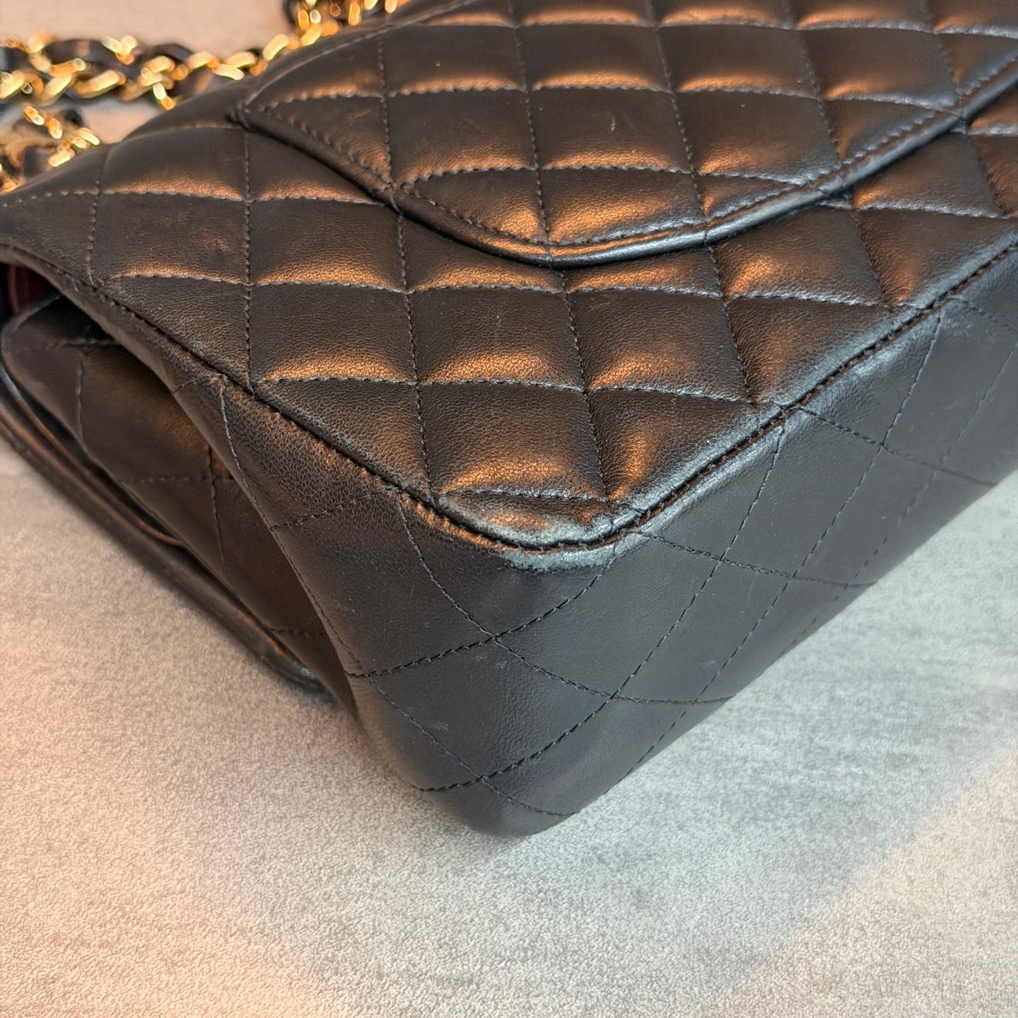 Chanel Classic Flap Medium, Black and Gold Lambskin, Structured Shape, 27 Series with Authenticity Card, Original Condition