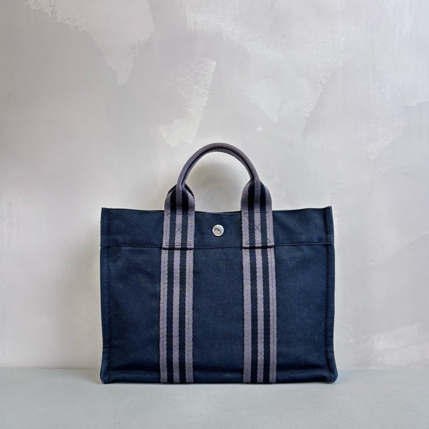 Hermes 98% New Black and Gray Canvas Tote Bag Casual Vintage Size 29*22