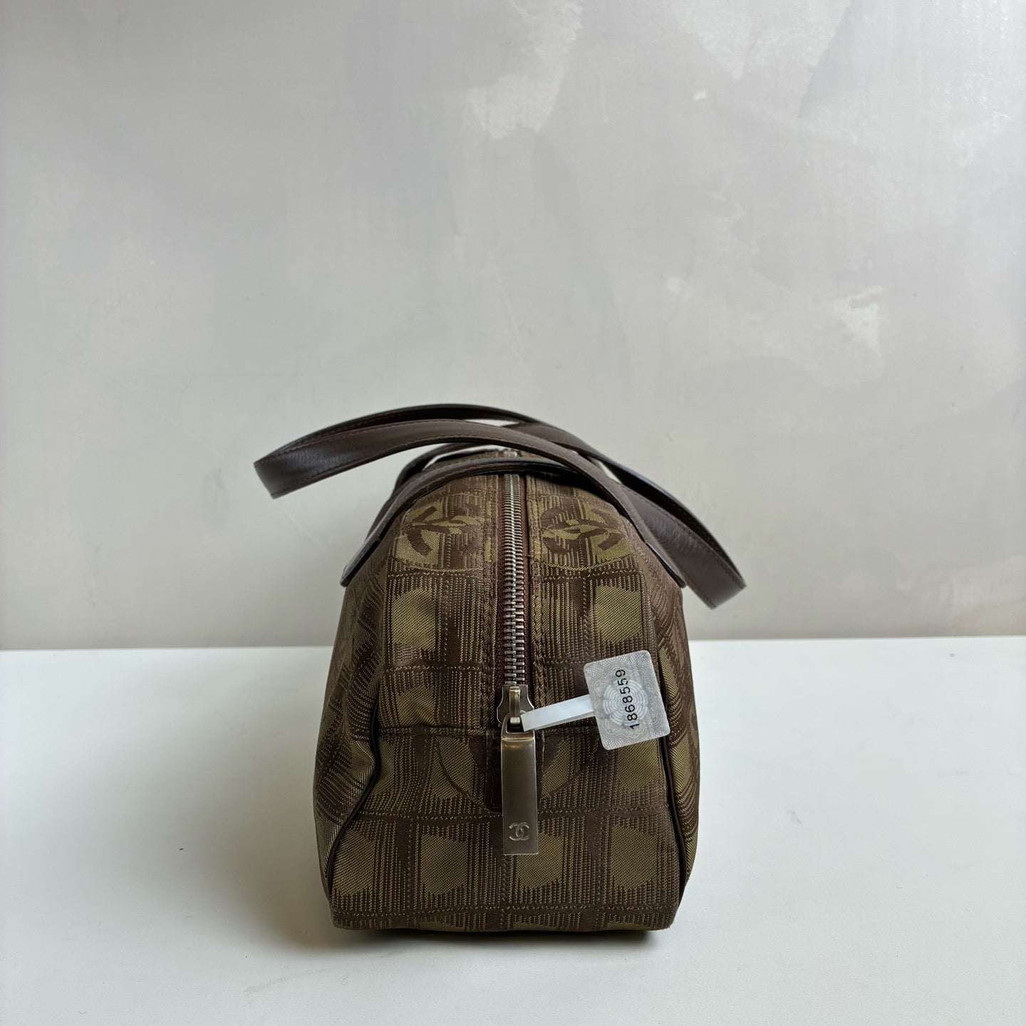 Chanel Green Ice Cube Baguette Handbag 7 Opening 99% New Size 35x12x10 Canvas Material