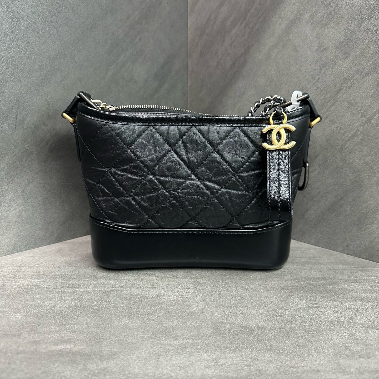 Chanel Small Gabrielle Bag, Black with Gold-tone Chain, Microchip Version