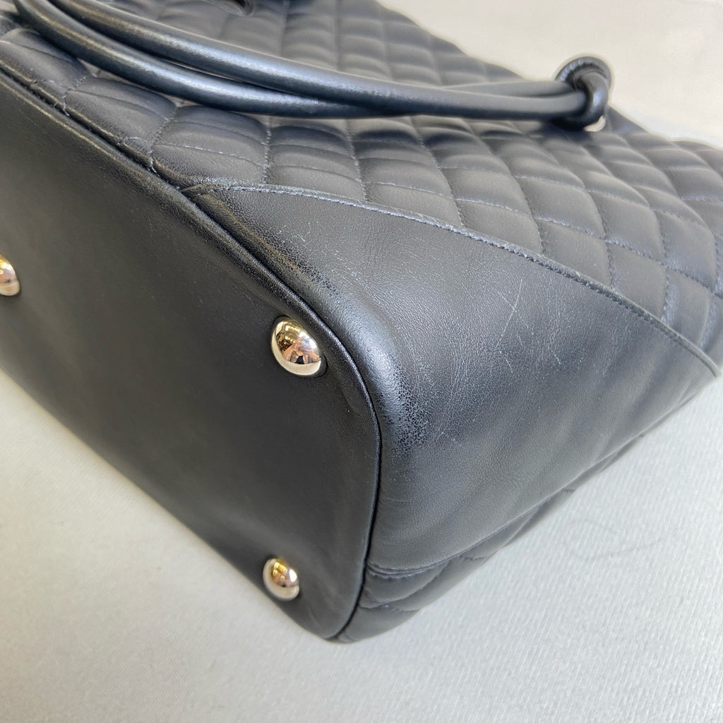 CHANEL 15 Opening Black Patent Leather Double C Black Cowhide Silver Hardware Kangpeng Handheld Shoulder Bag 98% New Size 30*25