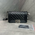 Chanel leboy small black silver sheepskin chain bag, 20 opening, card bag type, three-dimensional inside clean