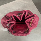 CHANEL Raspberry Pink V-Wave Mini Flap Bag with Crossbody Chain, 26 openings with card, in stock at a great price.