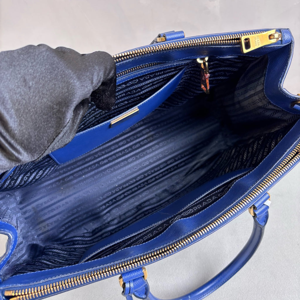 PRADA Blue Killer Bag Medium Saffiano Leather Dark Blue with Shoulder Strap Accessories Size 36*26*16 98% New