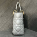 Dior Lady Dior three-compartment lambskin handbag, gray chain, 2021 serial code, accessories include dust bag and box
