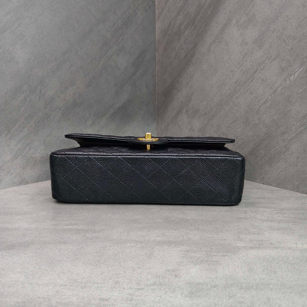 Chanel Black Gold Lambskin Leather Zipped Wallet without Card.