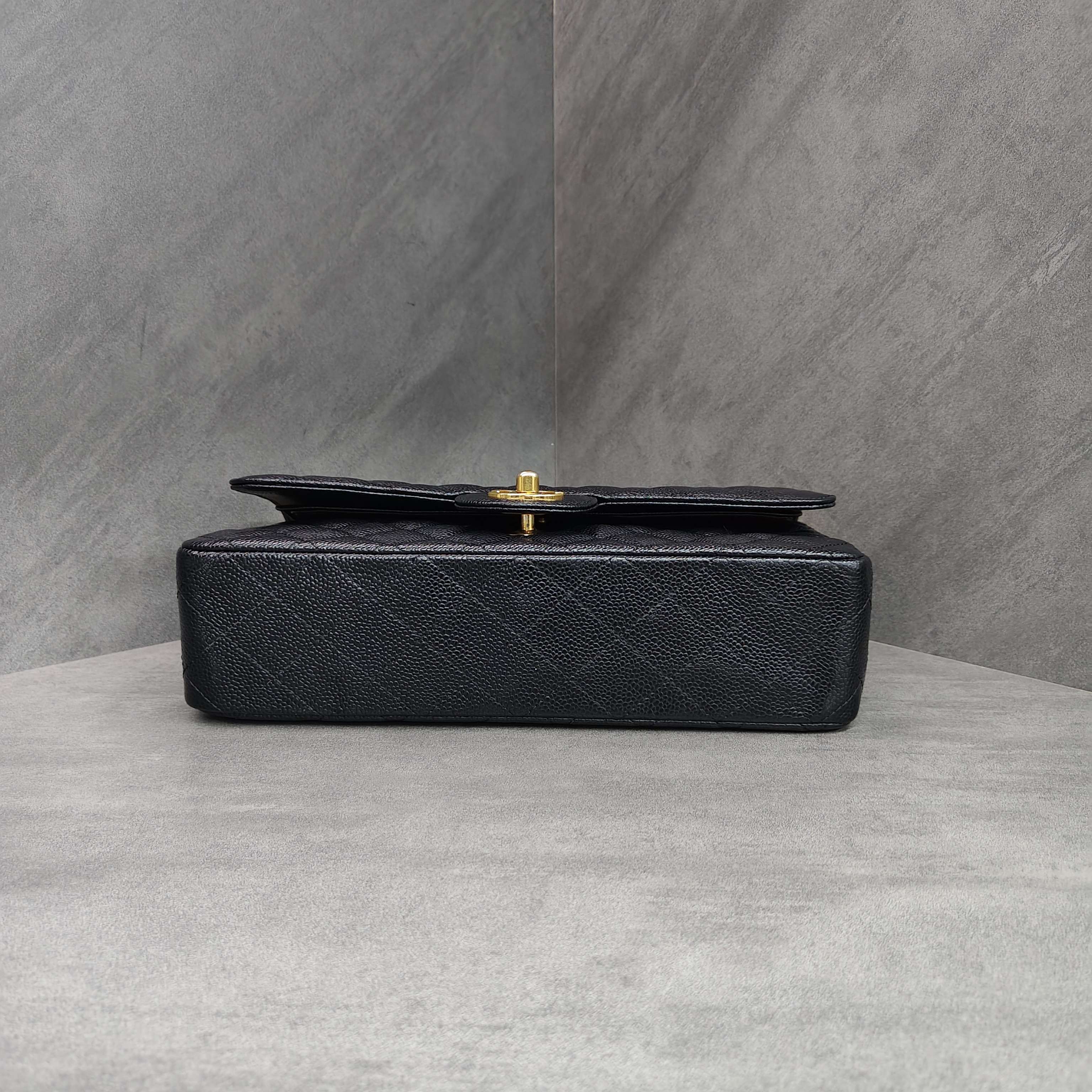 Chanel Black Gold Lambskin Leather Zipped Wallet without Card.