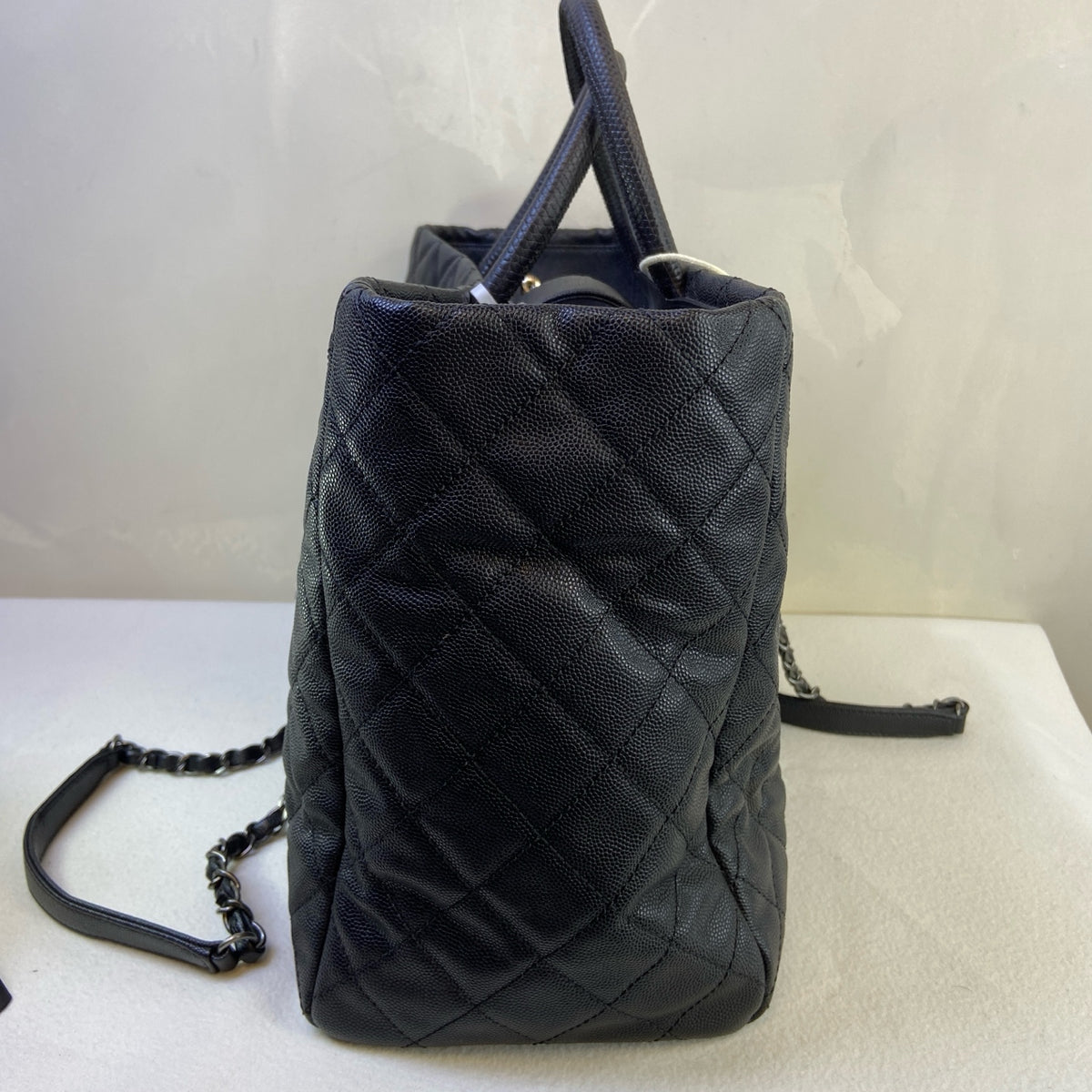 Chanel Black and Silver Leather 2-Way Tote Bag, Size 36*25*23, Market Price 20,000+