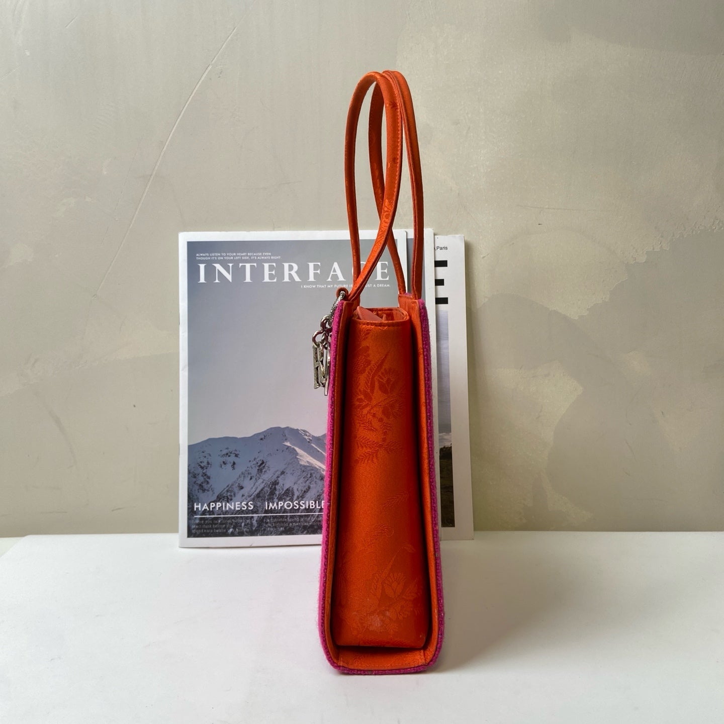 Dior Vintage Wool Tote Bag 99% New Purple Red with Orange Accents Tote Bag