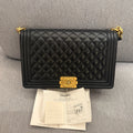 Chanel leboy medium to large-sized 26mo ticket with lychee pattern