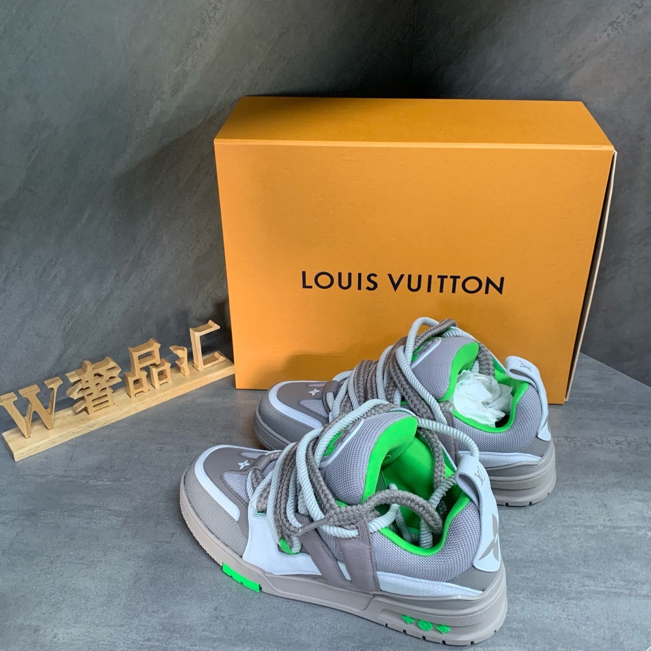 Brand New LV Louis Vuitton Skate Gray-Green Men's Shoes