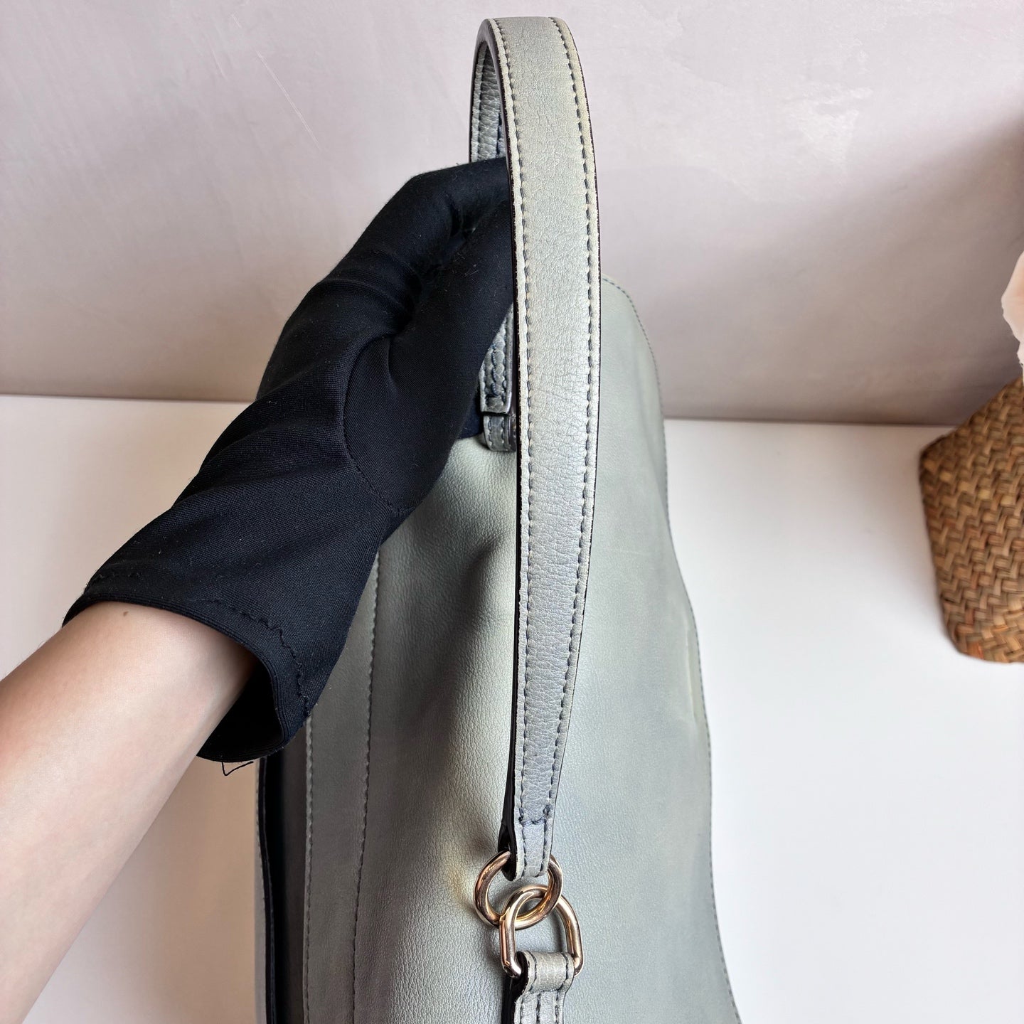 Chloe Faye Calfskin and Suede Mint Green Shoulder Crossbody Bag 98% New Size: 33X20X13 Accessories: Detachable Shoulder Strap