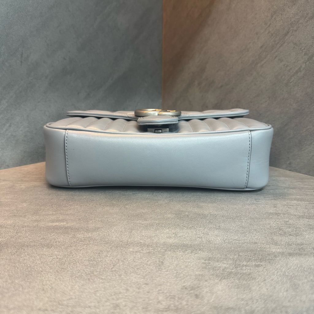Gucci, Grey with Silver Buckle, Marmont 26, Original Condition, Clean Interior