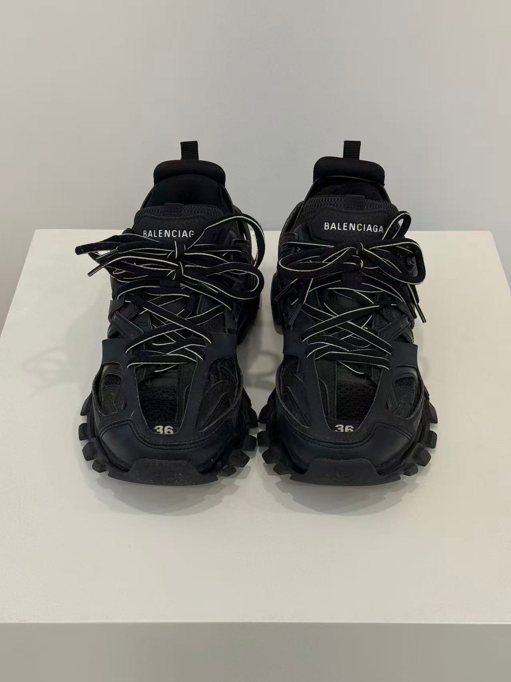 Size 36 Balenciaga Track Black Samurai Low-Top Distressed Dad Sneakers, Women's Style, Black / 99% New / No Original Box