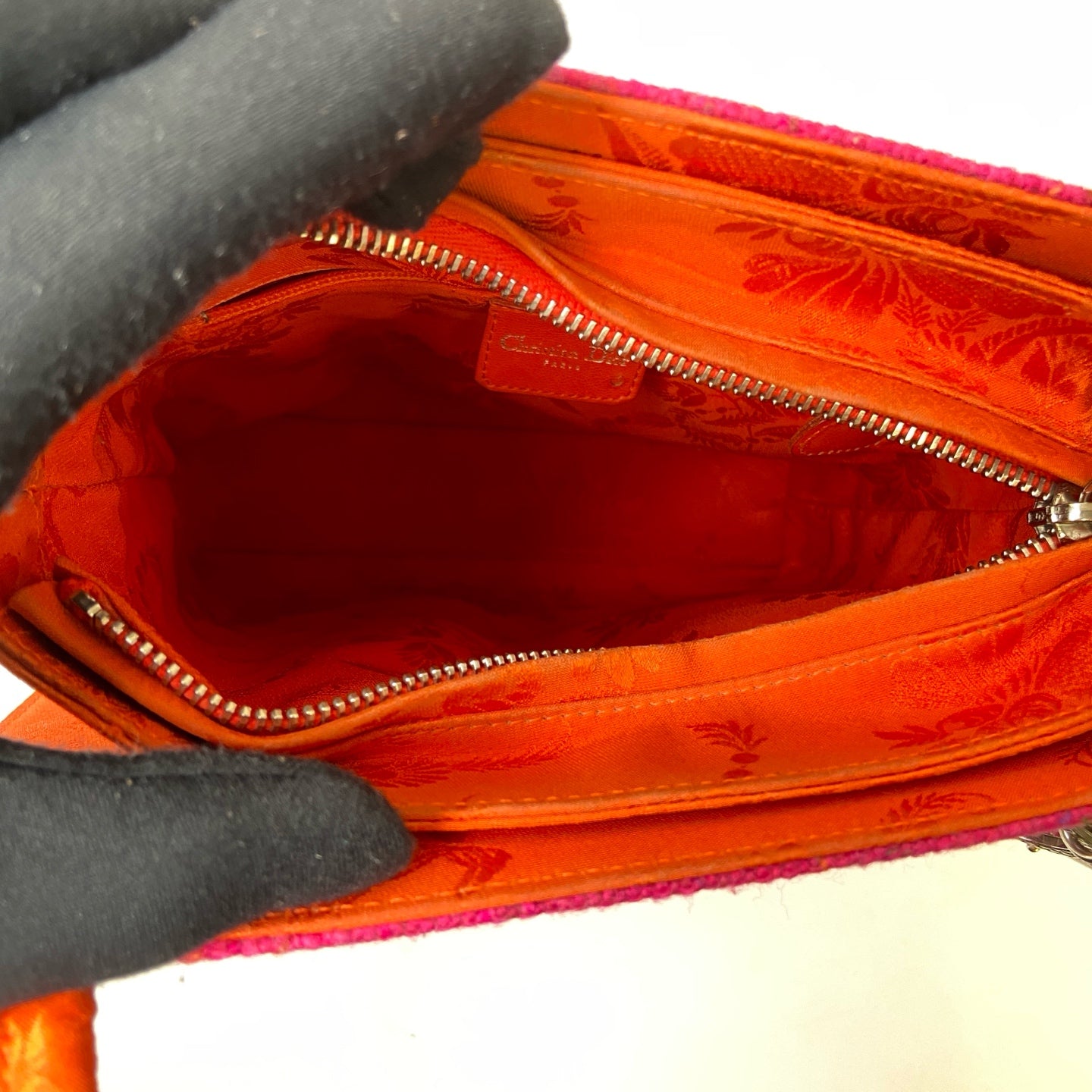 Dior Vintage Wool Tote Bag 99% New Purple Red with Orange Accents Tote Bag