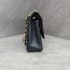 Chanel Medium Black and Gold Litchi Leather Chain Bag CF 17 Series with Card Original Condition
