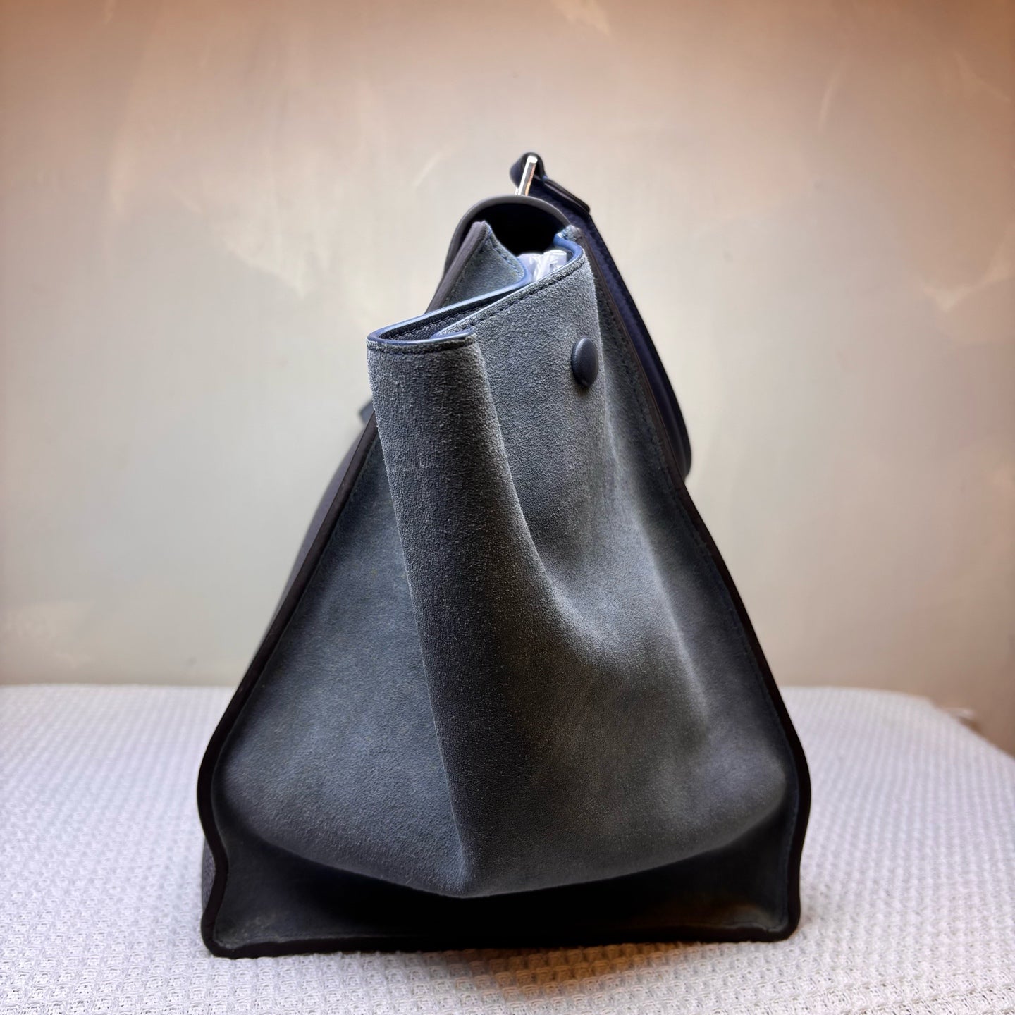 Celine Trapeze Swing Bag (98 New) Navy Blue Leather Mixed Suede Size 34*29