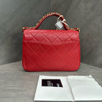 Chanel 19 Bag Red with Gold Hardware Lambskin Messenger Handbag Crossbody Bag 28 Opening with Card and Receipt