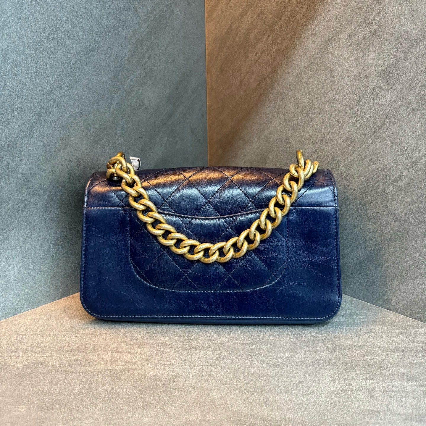 Chanel Navy Blue Calfskin Gold-tone Hardware Metropolitan Accordion Tote Shoulder Bag, 24 Series with Authenticity Card